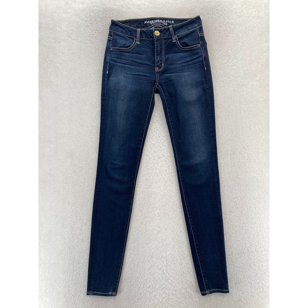 American Eagle Jegging Women's 2 Long Dark Wash Blue Stretch Denim Skinny Jeans
